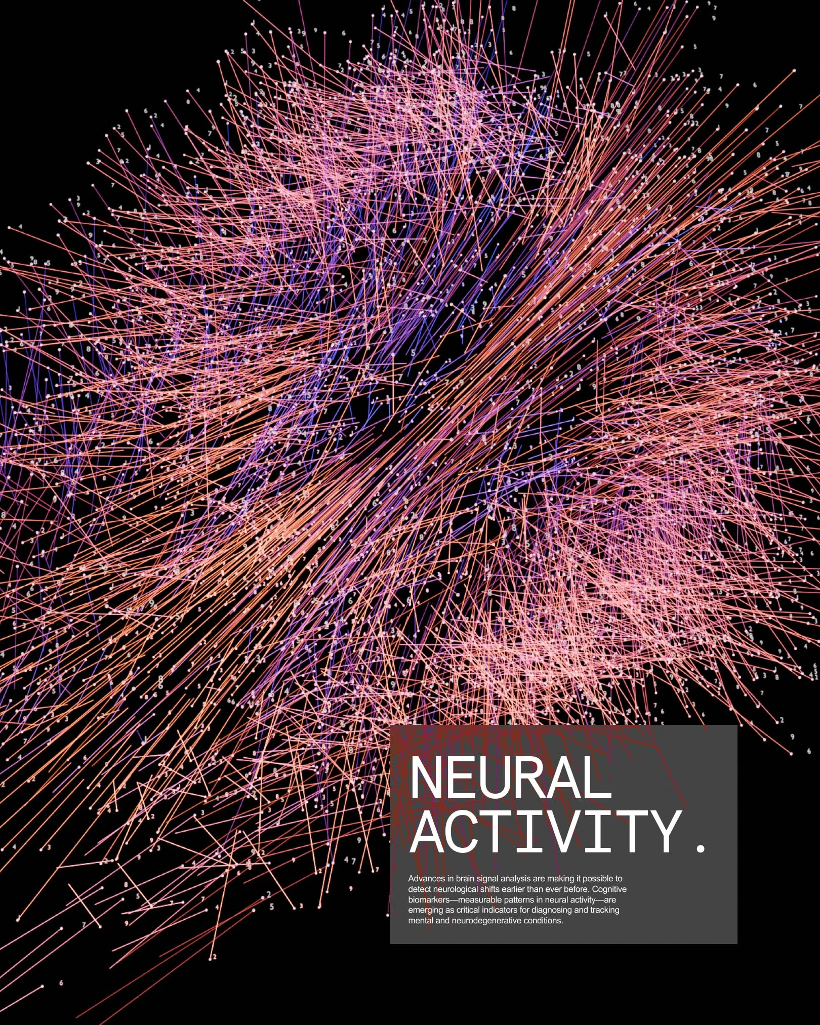 Gray Matter poster reading Neural activity over a dense web of pink data lines