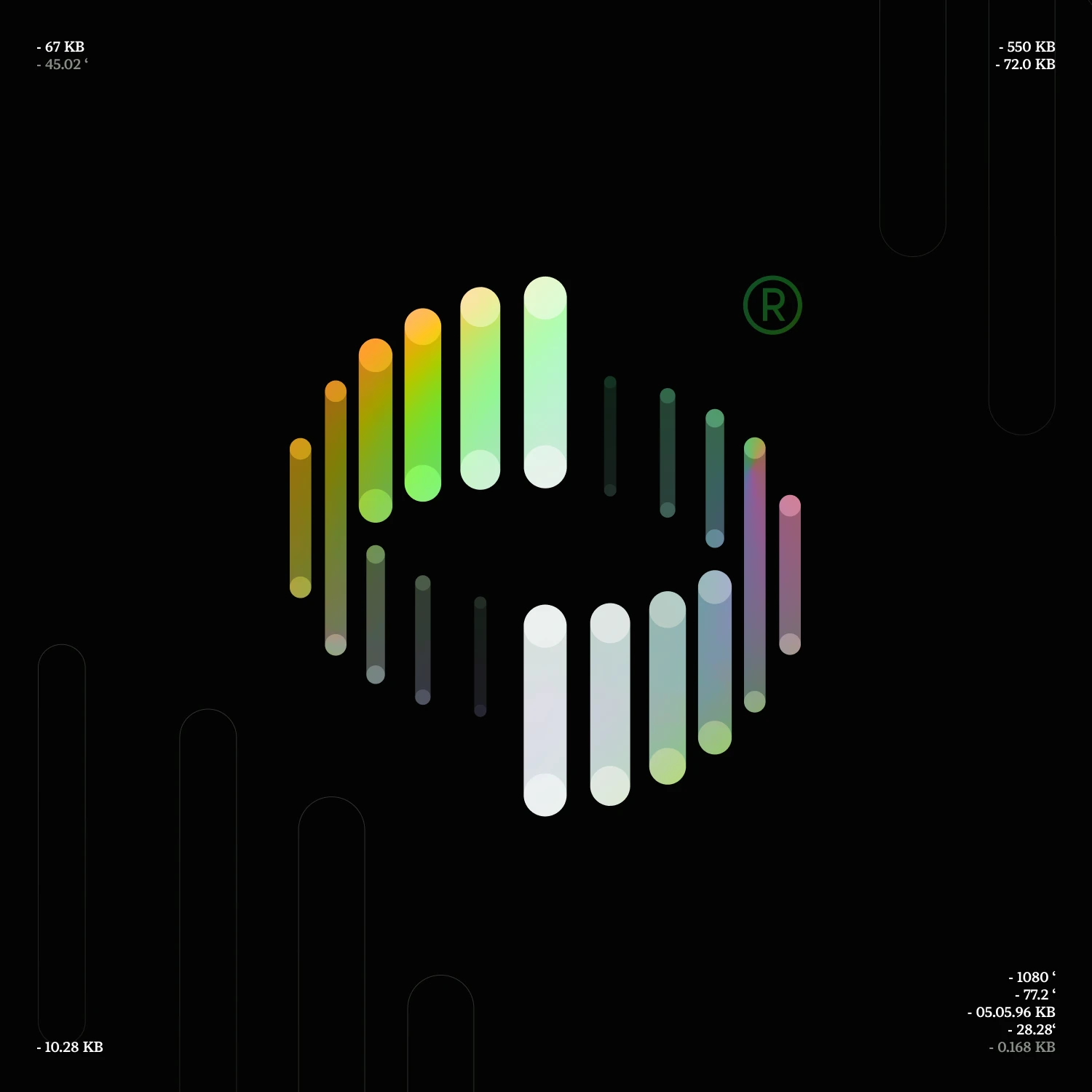 The Sequence logo, an S made of short iridescent vertical lines, on black